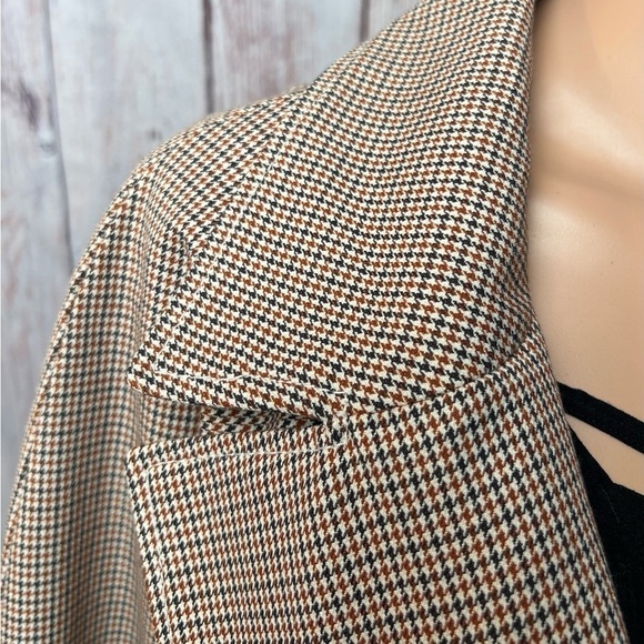 H&M Houndstooth Short Trench Coat Light Beige Size: L - Picture 7 of 13
